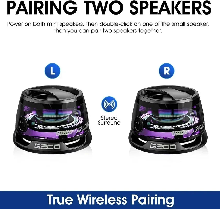 G200 Mini Bluetooth Speaker BT5.3 Magnetic Speaker RGB Lighting Phone Holder Suitable for Mobile Phone/Computer/Tablet