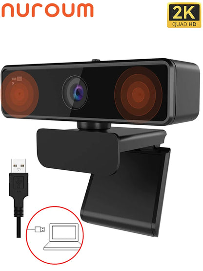 V11 2K Webcam for PC, 1080P 60FPS FHD 90° Web Camera with Microphone&Privacy Cover,Usb Plug&Play for Mac/Laptop/Desktop/Computer