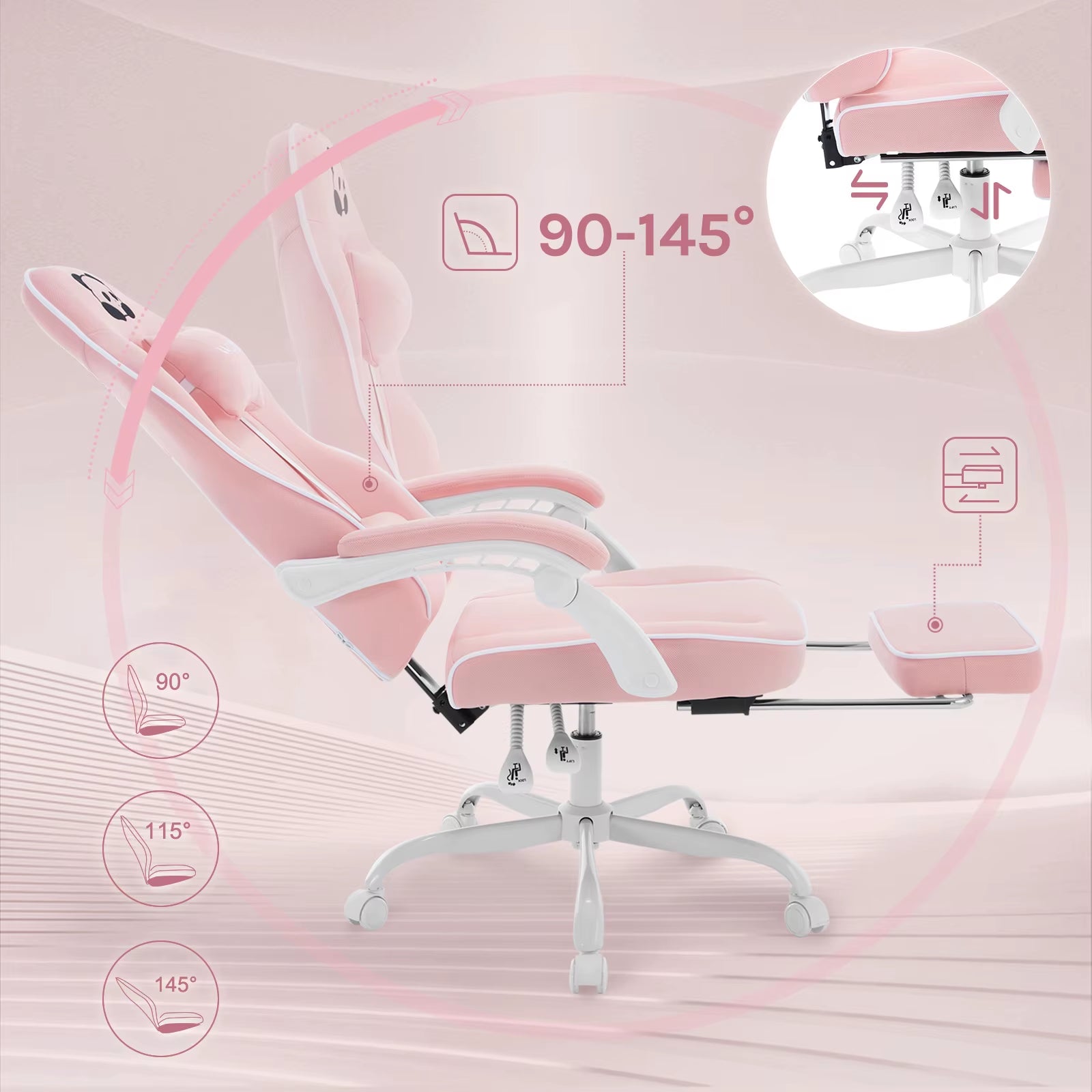 Ergonomic Gaming Chair High Back Office Chair Swivel Armchair with Footrest and Lumbar Height-Adjustable Computer Chair