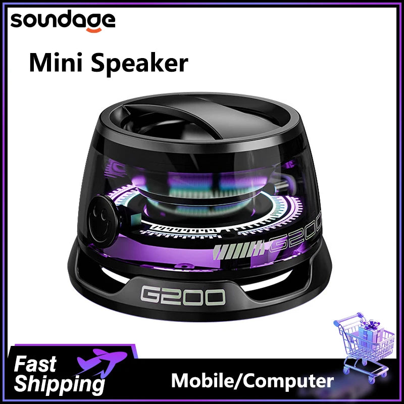 G200 Mini Bluetooth Speaker BT5.3 Magnetic Speaker RGB Lighting Phone Holder Suitable for Mobile Phone/Computer/Tablet