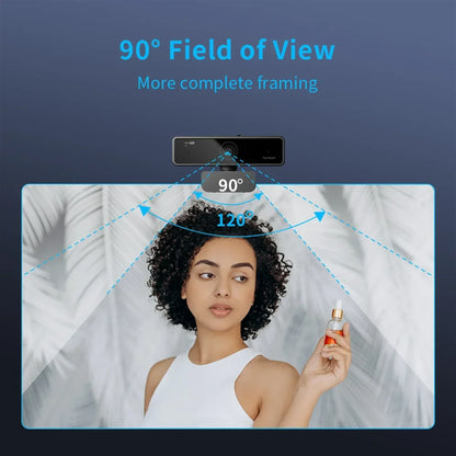 V11 2K Webcam for PC, 1080P 60FPS FHD 90° Web Camera with Microphone&Privacy Cover,Usb Plug&Play for Mac/Laptop/Desktop/Computer