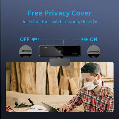 V11 2K Webcam for PC, 1080P 60FPS FHD 90° Web Camera with Microphone&Privacy Cover,Usb Plug&Play for Mac/Laptop/Desktop/Computer
