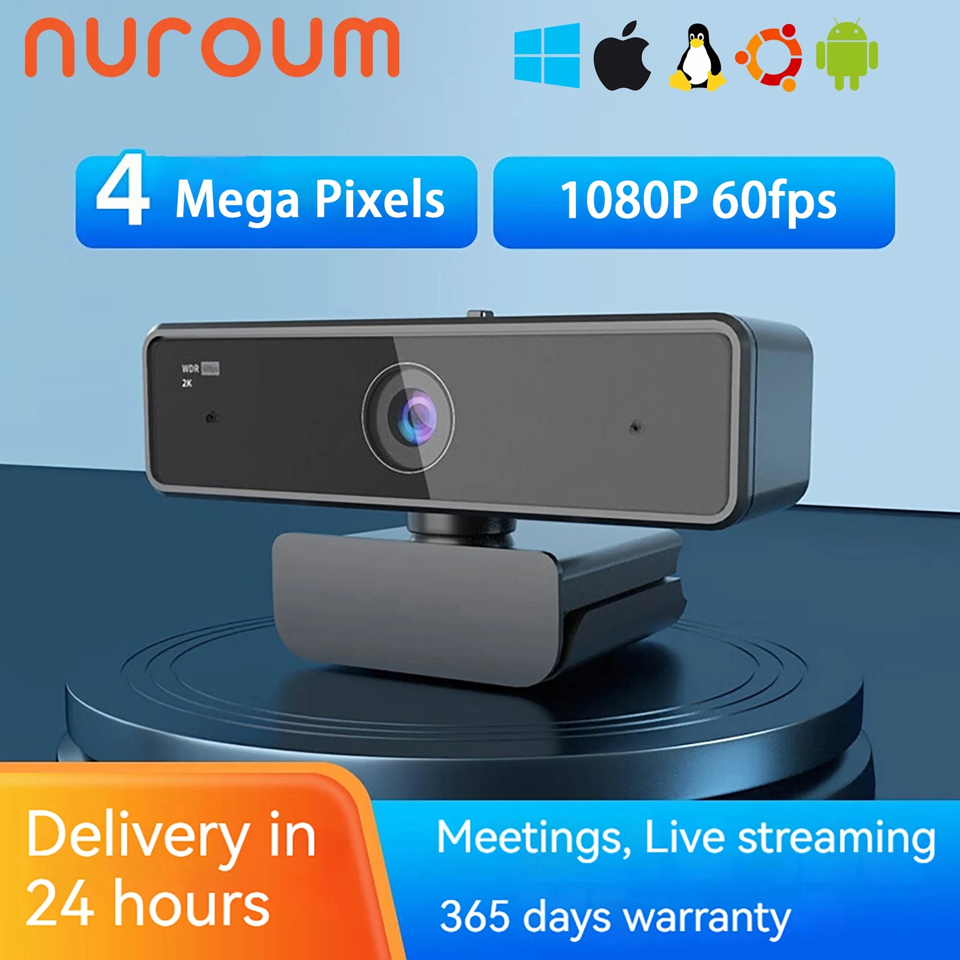 V11 2K Webcam for PC, 1080P 60FPS FHD 90° Web Camera with Microphone&Privacy Cover,Usb Plug&Play for Mac/Laptop/Desktop/Computer